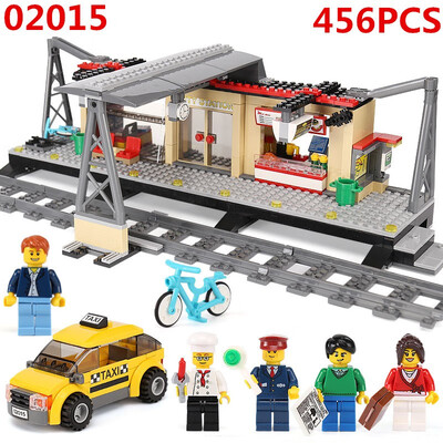 

Lepin 02015 Rail Train Station track Taxi Building Blocks Bricks Legoing 60050 Model Set DIY Children Toy 456pcs