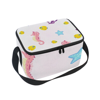 

ALAZA Lunch Box Hippocampus And Fish Insulated Lunch Bag Large Cooler Tote Bagfor Men Women