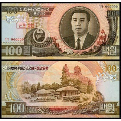 

Pattern Specimen North Korea 100 Won Banknote 1992