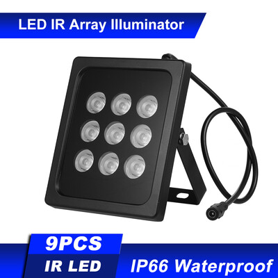 

Infrared Illuminator 9pcs Array IR LEDS IR Illuminator Night Vision Wide Angle Long Range Outdoor Waterproof for CCTV Security Cam