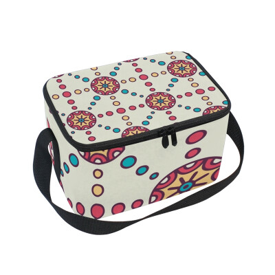 

ALAZA Insulated Lunch Box Bohemia Style1 Lunch Bag for Men Women Portable Tote Bag Cooler Bag