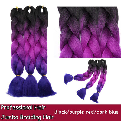 

Braiding Hair Ombre for crochet Hair Weave with Synthetic&Twist Braiding Hair Extensions Dark black 100gpc
