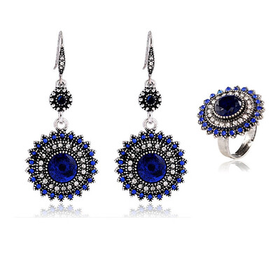 

Rncient Bohemian Ethnic Wind Hanging Earrings in Sun Flower Eardrop Types Australia Women Two pieces Earrings Set