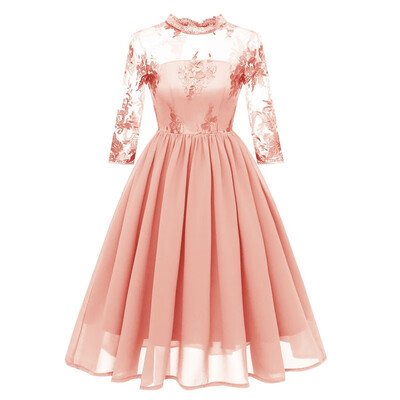 

2019 Fashion Luxury Women Applique Dresses Elegant O-Neck Female Party Prom Dress Ball Gown