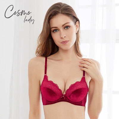 

Urban beauty bra Lin Zhiling with the paragraph 18 autumn&winter new soft steel ring beauty back lace smooth velvet thin cup sexy underwear 2B8116 wine red 3680B