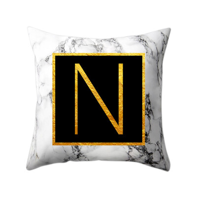 

Modern Pillowcases 4545 Gold Alphabet Word Letter White Marble Pattern Pillow Case Super Soft Throw Sofa Bed Cushion Cover Protec