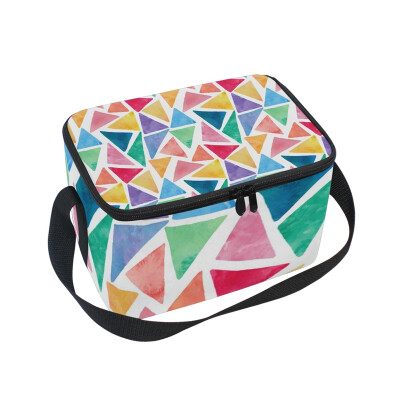 

ALAZA Lunch Box Watercolor Triangle Insulated Lunch Bag Large Cooler Tote Bagfor Men Women