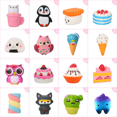 

Slow Rising Cute Cartoon Strawberry Cake Cream Marshmallow Cactus Scented Squeeze Kid Toy Phone Charm Gift for Stress Relief