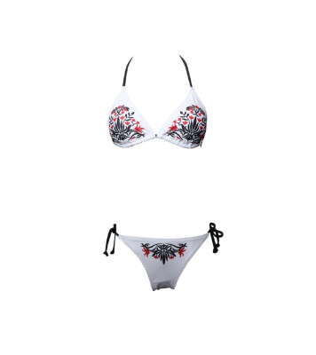 

Womens embroidered printed bikini split swimsuit