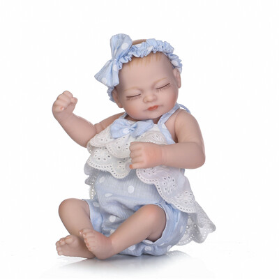 

10inch 25cm Reborn Baby Doll Boy Full Silicone Sleeping Doll Bath Toy Realitic Lifelike Blue Dot