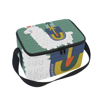 

ALAZA Lunch Box Insulated Lunch Bag Large Cooler Christmas Llama 1 Tote Bag