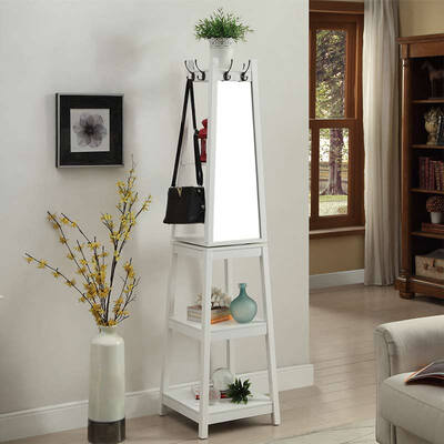 

Yake collection coat rack white rotating dressing mirror WN-15019WH