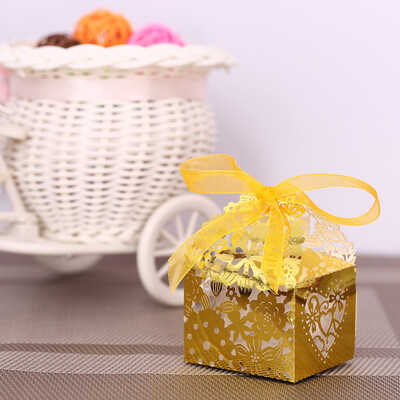 

20 PCS Laser Cut Delicate Carved Flower Elegant Candy Boxes with Ribbon for Party Birthday Wedding Banquet Kindergarten Bridal Sho