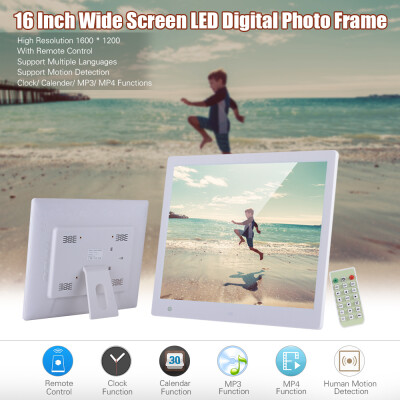 

16 Inch Wide Screen 1600 1200 High Resolution LED Digital Photo Frame Digital Album with Remote Control Motion Detection Sensor