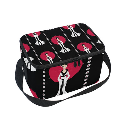 

ALAZA Lunch Box Insulated Japanese Girl Lunch Bag Large Cooler Tote Bag for Men Women