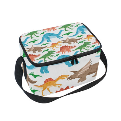 

ALAZA Lunch Box Insulated Colorful Dinosaurs Lunch Bag Large Cooler Tote Bagfor Men Women
