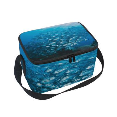 

ALAZA Lunch Box Ocean Sea Fish Insulated Lunch Bag Large Cooler Tote Bagfor Men Women