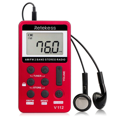 

Retekess V-112 Portable AM FM Stereo Radio Pocket 2 Band Digital Tuning Radio Mini Receiver Outdoor Radio w Earphone Lanyard 15