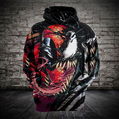 

Mens Clothes Venom 3D Print Hoodies Mens Hooded Coats Sweatshirts Venom Cosplay Costume Tops