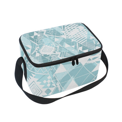 

ALAZA Insulated Lunch Box Triangle Texture Lunch Bag for Men Women Portable Tote Bag Cooler Bag