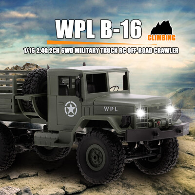 

WPL RC Car 116 Rock Crawler Off-Road 6WD Military Truck Car With Light Gift for Kids RTR