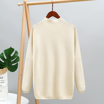 

loose style half-high collar split thick sweater spring winter solid color