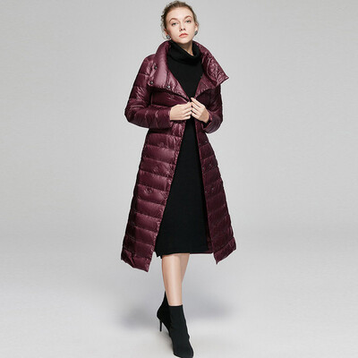 

Her pool womens 2018 winter new fashion temperament simple long section warm warm light ladies brand down jacket T74P3032A30M red