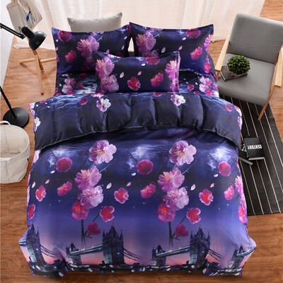 

4 PieceSet Home 3D Ultra Soft Fade Resistant Luxury Bed Sheet Set Bedroom Comfortable Breathable Bedclothes