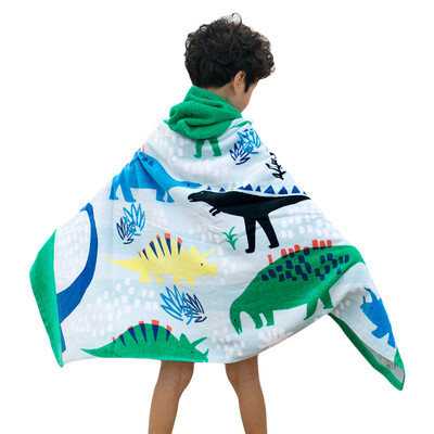 

Kids Hooded Beach Towel Blanket Cotton Super Absorbent Cute Catoon Bath Swim Pool Towel Cape Cloak Boy Girl Dinosaur