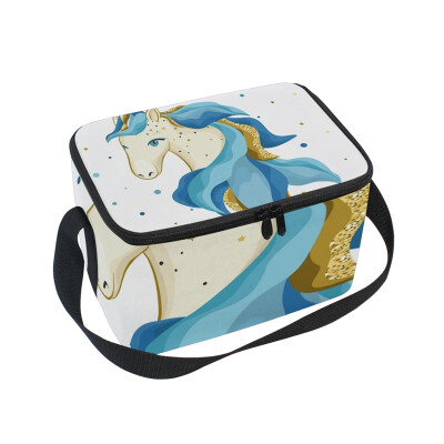 

ALAZA Lunch Box Insulated Lunch Bag Large Cooler Hand Drawn Unicorn Tote Bag