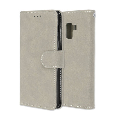 

MOONCASE Samsung Galaxy A8 2018 Vintage Scrub 3 Card Case - Gray