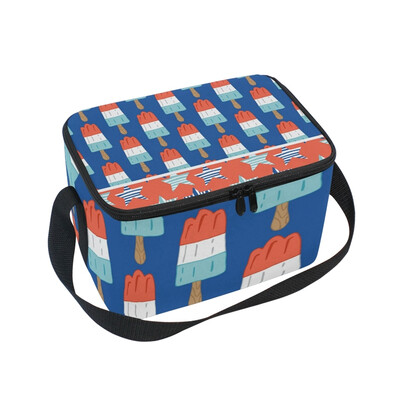 

ALAZA Lunch Box Ice Cream And Stars Pattern Insulated Lunch Bag Large Cooler Tote Bagfor Men Women