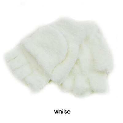 

Girls Coral Velvet Flip Cover Soft Half Finger Winter Hand Warmer Mittens Clamshell Glove Computer Gloves 1 Pair Coffee