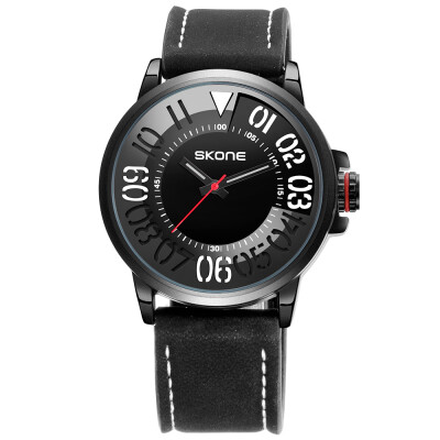 

SKONE Men Watch Quartz Movement Digital Dial Wrist Watch PU Leather Strap Waterproof Sport Watch for Men