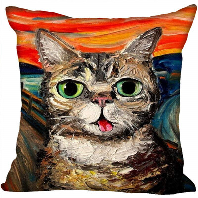 

Cat Pillow Cover Bedroom Home Office Decorative Pillowcase Square Zipper Pillow Cases Satin Fabric No Fade 35x35CM 35x35CM