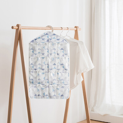 

40000 km hanging wardrobe storage bag waterproof Oxford cloth 16 transparent hanging bag underwear compartment finishing bag door wall storage bag SWJ2201 lattice