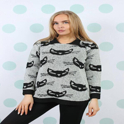 

womens 2018 book wildfox Couture VIVI magazine cat face cat hole sweater