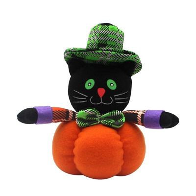 

Halloween Stuffed Pumpkin Doll Toy Halloween Party Supplies Decoration Ornaments--Black Cat
