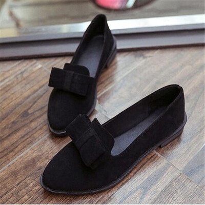 

Women Comfortable Retro Flats Shoes Pointed Toe Bowknot