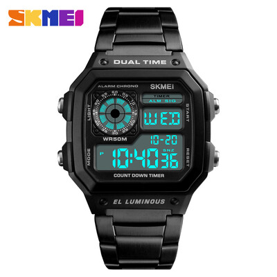 

SKMEI Top Luxury Fashion Sport Watch Men 5Bar Waterproof Watches Stainless Steel Strap Digital Watch reloj hombre 1335