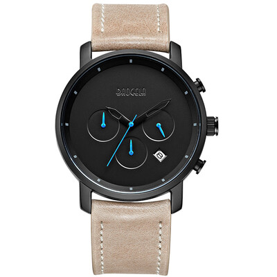 

Baogela Male Quartz Wristwatch Water Reaistant Multi-functional with Leather Band