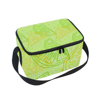 

ALAZA Insulated Lunch Box Green Lemon Lunch Bag for Men Women Portable Tote Bag Cooler Bag