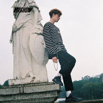 

Weixiu viishow 2019 spring new long-sleeved T-shirt mens tide brand horizontal stripes mens bottoming shirt round neck youth TC1215191 black&white stripes