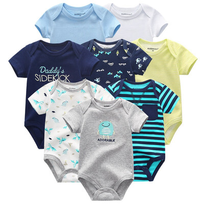 

2019 8PCS Baby Clothes Bebe Cotton Newborn Baby Boy Clothes Unicorn Black White O-Neck Short Sleeve Baby Girl Clothes Babywear