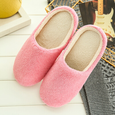 

New Pure Color Soft Plain Slippers Wood Floor Non-slip Silent Mute Cotton Slippers Unisex Type