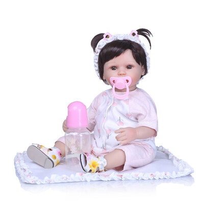 

Reborn Baby Doll 16 inch Cloth Body Lifelike Toddler Doll Play House Toy Gift With Green Cloths