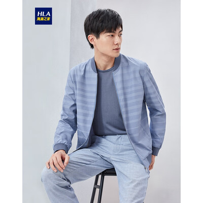 

HLA Haishu House Jacket Men 2019 Spring New Baseball Collar Stripe Comfortable Jacket HWJAD1R095A Light Blue Stripe 9517592A50