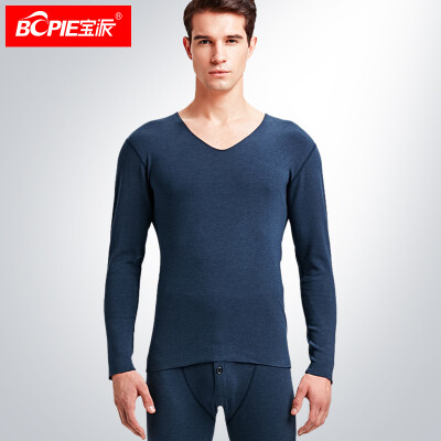 

Baopai BOPIE mens thermal underwear mens suit de velvet sanding fashion Slim V-neck thin section Qiuyi Qiu pants bottoming cotton sweater Baolan  180105