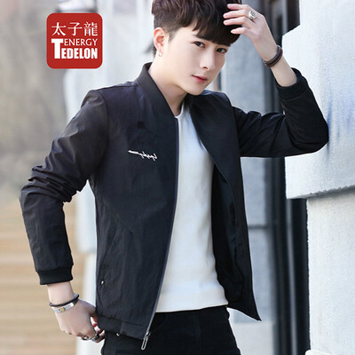 

Prince Dragon TEDELON Jacket Mens Jacket 2019 Spring New Slim Baseball Collar Jacket Mens Embroidery Multi Pocket Fashion Clothes 8735 Black M