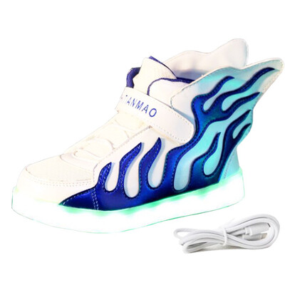 

Charging Children LED Lights Shoes Flashing Boys Flame Wing Shoes Girls Sports Sneakers High Cut Warm Ankle Shoes with USB